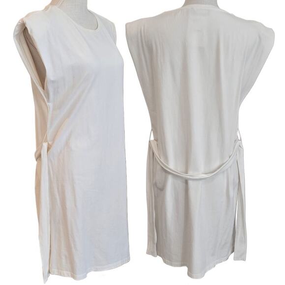 Bershka White Padded Shoulder Tank Dress Sz Medium - Picture 2 of 8